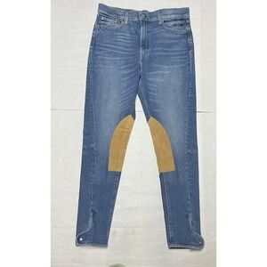 Polo Ralph Lauren Western Jeans Womens Size 32 Skinny Equestrian Suede Patches